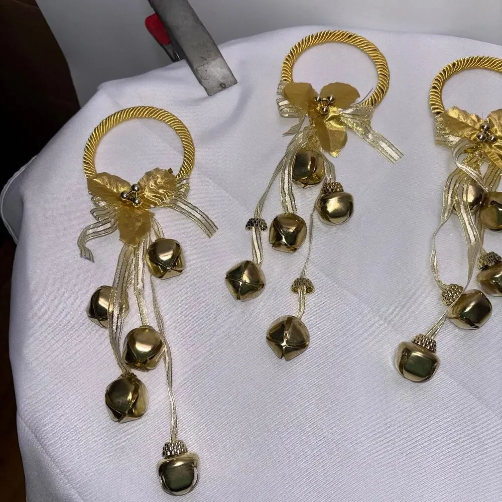 Door Knob Christmas Decoration with Bells Lot of 6